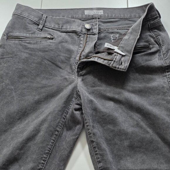 Ann Taylor Loft Pants Womens 12 Gray Corduroy Modern Skinny Ankle Cotton Stretch - Picture 11 of 16